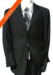 2 Button Peak Lapel Jet Black Suit (Also in Dark Navy) Flat Front