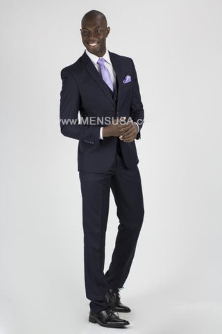 2 Button Suit Slim Fit Sharkskin Textured Pattern Tapered Fit With Vent Dark Navy Online Discount Fashion Sale