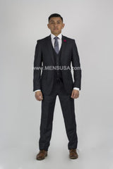 2 Button Sharkskin Textured Pattern Tapered Fit Suit Slim Fit With Vent Charcoal Online Discount Fashion Sale