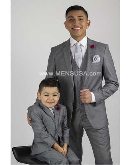 2 Button Slim Fit Vent Sharkskin Textured Pattern Tapered Fit Suit Light Grey Online Discount Fashion Sale