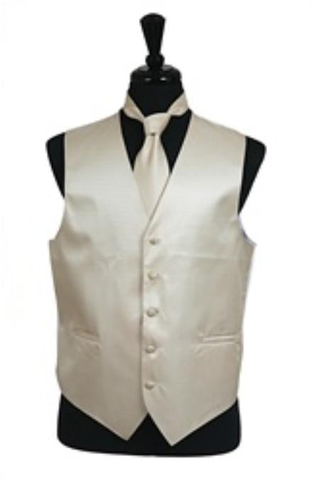 Tuxedo Vest - Wedding Vest Horizontal Rib Pattern Dress Tuxedo Wedding Vest ~ Waistcoat ~ Waist coat Tie Set Beige Buy 10 of same color Tie For $25 Each - Men's Neck Ties - Mens Dress Tie - Trendy Mens Ties