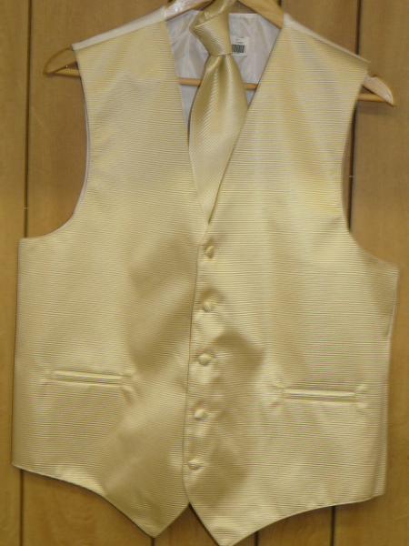 Beige GroomsmenDress Tuxedo Wedding Vest ~ Waistcoat ~ Waist coat  & Tie set Buy 10 of same color Tie For $25 Each - Men's Neck Ties - Mens Dress Tie - Trendy Mens Ties