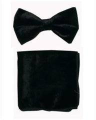 Velvet Bowtie with Hanky Black