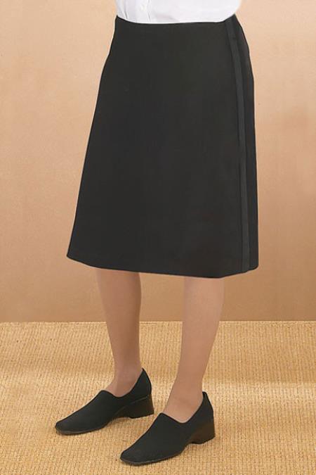 WoMen's Black Polyester Tuxedo Skirt