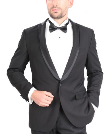 Tapered Leg Lower Rise Pants & Get Skinny Slim Fit Single Button w/ Satin Trim Tuxedo