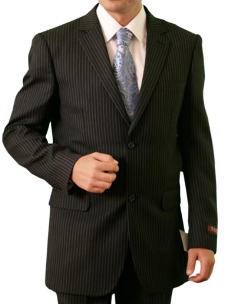 Men's Black Stripe ~ Pinstripe 2 Button Front Closure Suit