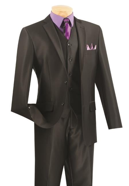 Men's  Feel Slim Fit Suit - Black - Three Piece Suit