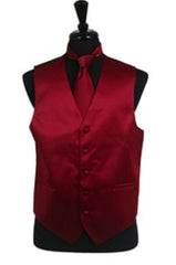 Vest Tie Set Burgundy ~ Maroon ~ Wine Color Buy 10 of same color Tie For $25 Each - Men's Neck Ties - Mens Dress Tie - Trendy Mens Ties