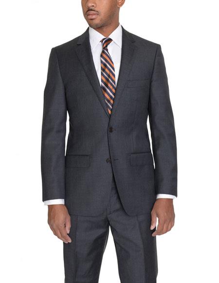 Men's 2 Button Classic Fit Suit - Color: Dark Grey Suit