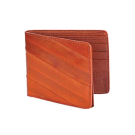 Wallet-Cognac Genuine Exotic Eel Skin