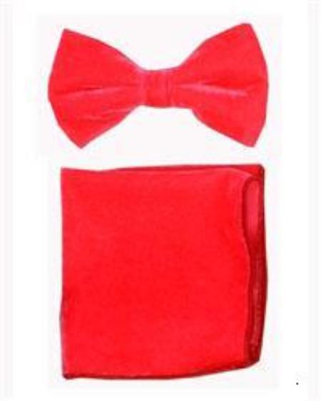 Velvet Bowtie with Hanky Salmon ~ Coral Melon ~ Peachish Pinkish Color