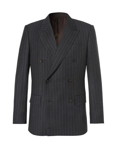 kingsman chalk-striped Double Breasted  eggsy - Color: Dark Grey Suit