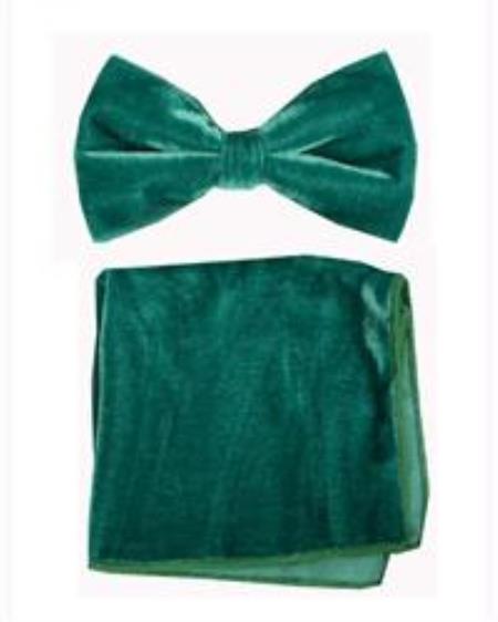 Velvet Bowtie with Hanky Emerald