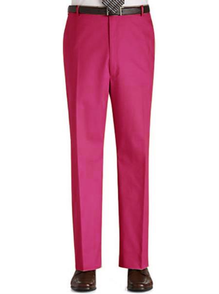 Stage Party Pants Trousers Flat Front Regular Rise Slacks - Fuchsia ~ fuschia ~ hot Pink