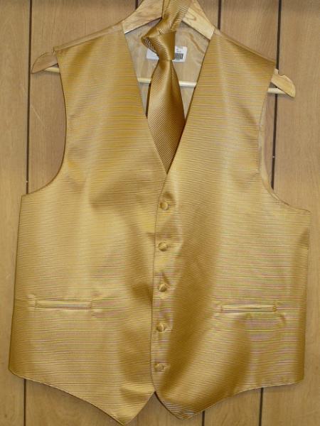 gold Groomsmen Dress Tuxedo Wedding Vest ~ Waistcoat ~ Waist coat  & Tie set Buy 10 of same color Tie For $25 Each-Men's Neck Ties - Mens Dress Tie - Trendy Mens Ties