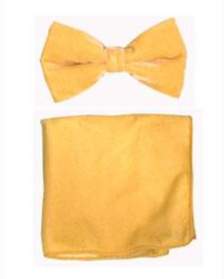 Velvet Bowtie with Hanky Gold