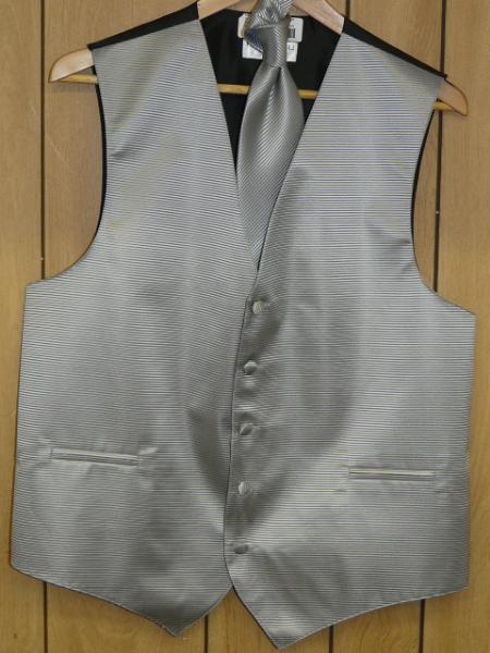 gray Groomsmen Dress Tuxedo Wedding Vest ~ Waistcoat ~ Waist coat  & Tie set Buy 10 of same color Tie For $25 Each - Men's Neck Ties - Mens Dress Tie - Trendy Mens Ties