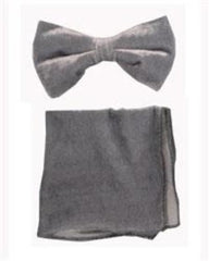 Velvet Bowtie with Hanky Gray