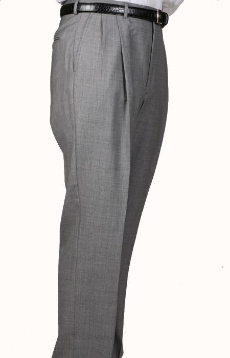 100% Worsted Wool Gray, Parker, Pleated Pants Lined Trousers unhemmed unfinished bottom