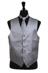 Tuxedo Vest - Wedding Vest Grey  paisley tone on tone wedding tuxedos - Men's Neck Ties - Mens Dress Tie - Trendy Mens Ties