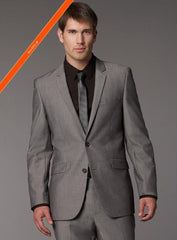 Men's 2 Button Modern Fit Suits Grey Tonic Pattern Cheap Priced Business Suits Clearance Sale