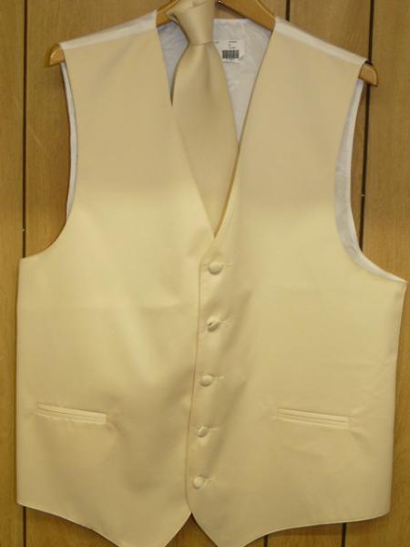 IVORY  GROOMSMEN DRESS TUXEDO WEDDING Vest ~ Waistcoat ~ Waist coat & TIE SET Buy 10 of same color Tie For $25 Each - Men's Neck Ties - Mens Dress Tie - Trendy Mens Ties