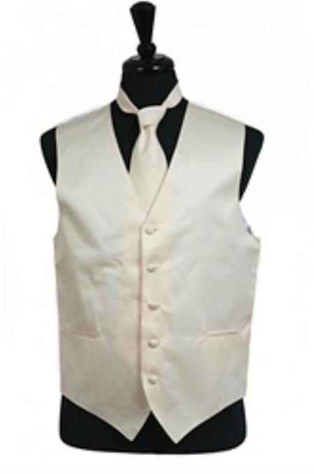 Ivory Dress Tuxedo Wedding Vest ~ Waistcoat - Men's Neck Ties - Mens Dress Tie - Trendy Mens Ties