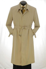 VINTC 482AFZ All Weather Men's Dress Coat Full Length Trench Coat ~ Rain Coat Khaki ~ Tan ~ Beige Long Style