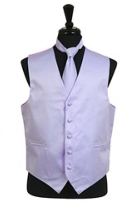 Dress Tuxedo Wedding Vest ~ Waistcoat ~ Waist coat Tie Set Lavender Buy 10 of same color Tie For $25 Each  - Men's Neck Ties - Mens Dress Tie - Trendy Mens Ties