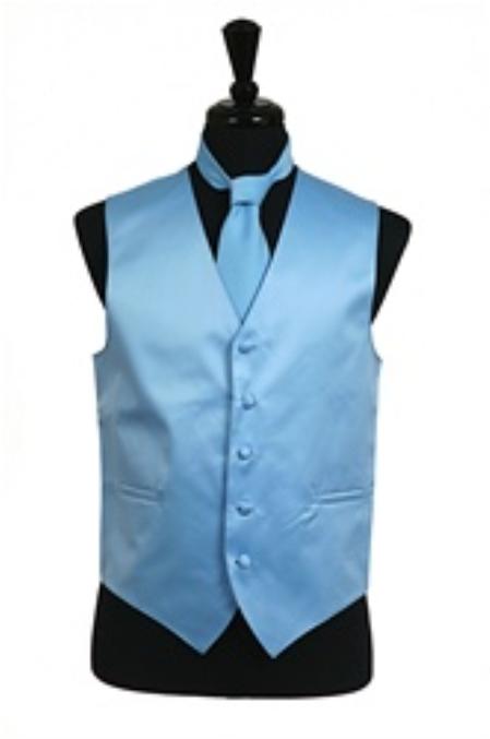 Men's Light Blue Vest Tie Set - Men's Neck Ties - Mens Dress Tie - Trendy Mens Ties