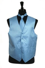 Tuxedo Vest - Wedding Vest Light Blue Welt pocket styling Waist coat Tie Set - Men's Neck Ties - Mens Dress Tie - Trendy Mens Ties