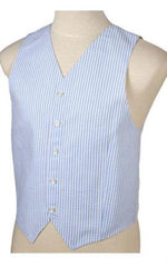 Men's Light Blue and White Stripe ~ Pinstripe Seersucker Sear sucker suit Vest Set