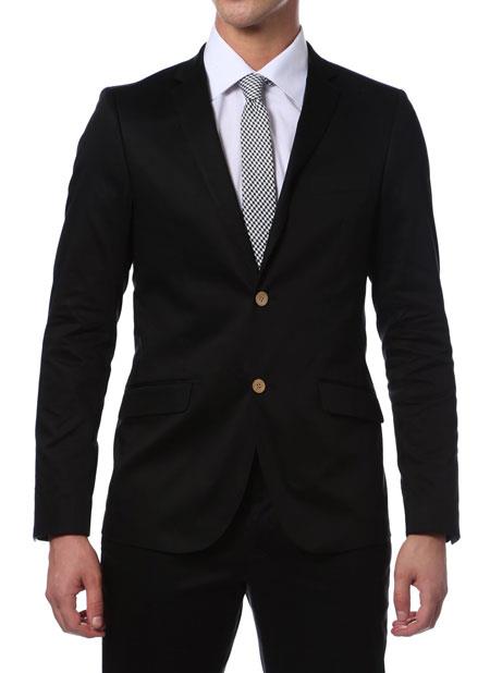 Slim Fit Suit Summer Men's Slim Fit Suits Black Cotton Skinny Fitted Cheap Priced Business Suits Clearance Sale