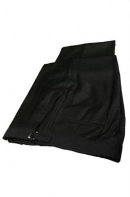 Super 150s Plain Front Black Tuxedo Pants  unhemmed unfinished bottom