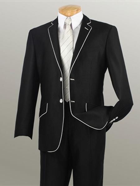 Men's Fashion Slim Fitted 2 Buttons Design Black Suits