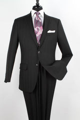 Tweed Suit - Tweed Wedding Suit Mens 2 Piece  Executive Suit -  Solid Black - Herringbone Tweed Pattern