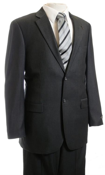 Men's Suit Charcoal Stripe ~ Pinstripe Affordable Cheap Priced Business Suits Clearance Sale Online Sale