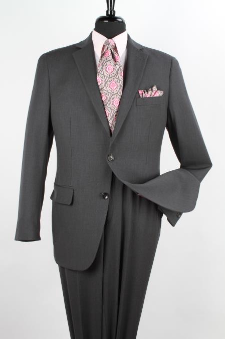 Men's Solid Charcoal Grey Single breast Executive Suit