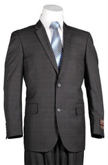 Mens Plaid Suit Vitali Charcoal Windowpane 2 Button Men's Slim Cut Suit