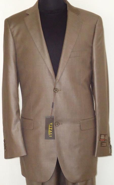 Men's Designer 2-Button With Sheen Cocoa Brown Sharkskin Suit