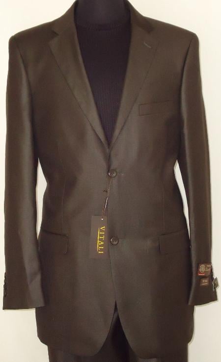 Men's Designer 2-Button With Sheen Dark Brown Sharkskin Suit