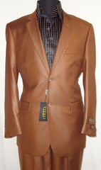 Men's Designer 2-Button With Sheen Rust ~ Peach Sharkskin Suit