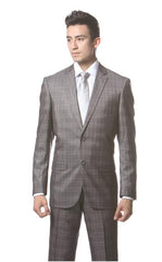 Men's Dark Gray Plaid Slim Fitted Suit Hamilton