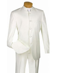 Men's Ivory Mandarin Banded Collar Design Suits