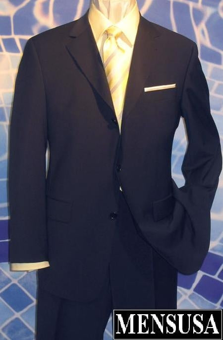 Superior Dark Navy Blue Suit For Men Light Weight Premier Quality Italian Fabric Super 120'S Men Business