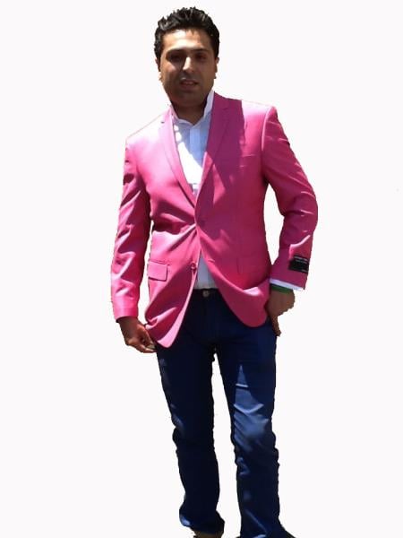 Stage Party Bright Men's Sport Coat / Dinner Jacket Cheap Priced Unique Fashion Designer Men's Dress blazers Sale Vented Hot Pink Fuchsia ~ fuschia ( color)