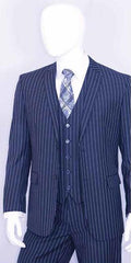 Teal Indigo  Bright Blue Cobalt Blue and Pinstripe Suit