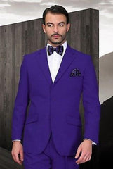 Men's Purple Poly~Rayon Fabric Modern Cut 2 Button Cheap Priced Business Suits Clearance Sale