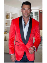 Velvet Blazer - Mens Velvet Jacket Sport Coat Jacket Men's Red Shawl Collar For Men