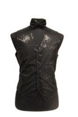 Sparkly Bow Tie Satin Shiny Sequin Dress Tuxedo Wedding Vest/bow tie set Black  - Men's Neck Ties - Mens Dress Tie - Trendy Mens Ties